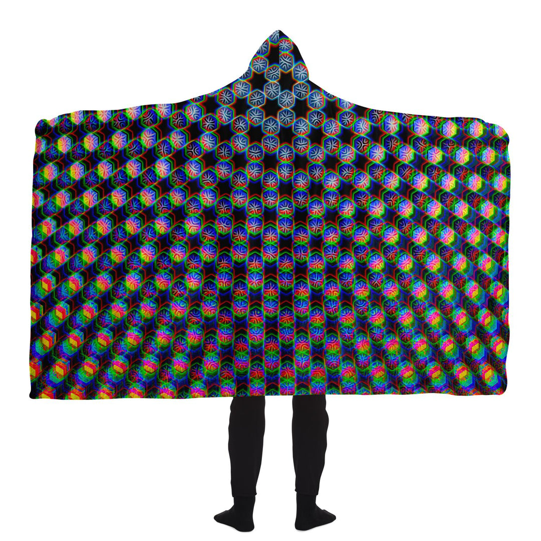 Black Stars & Hexagons | Hooded Blanket | PatternNerd