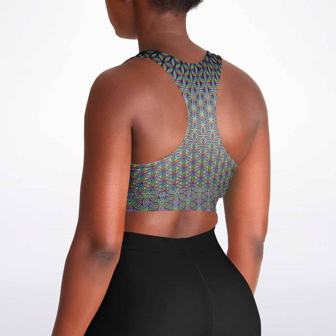 FLOWER OF LIFE Padded Sports Bra - PATTERN NERD