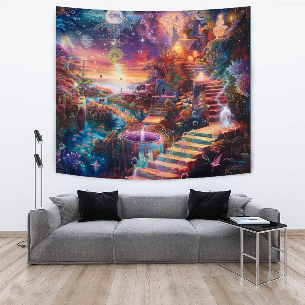 STAIRCASE TO HEAVEN TAPESTRY | ACIDMATH AI