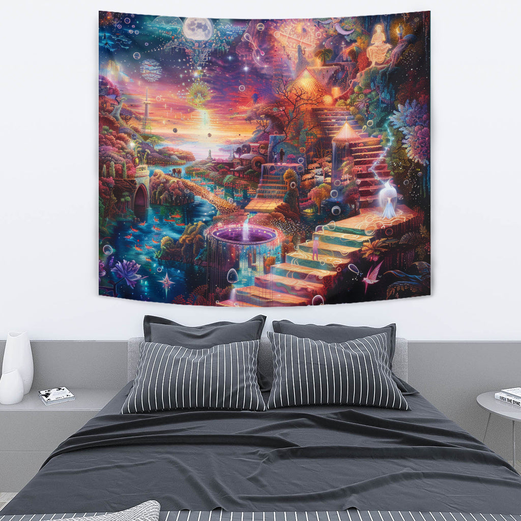 STAIRCASE TO HEAVEN TAPESTRY | ACIDMATH AI