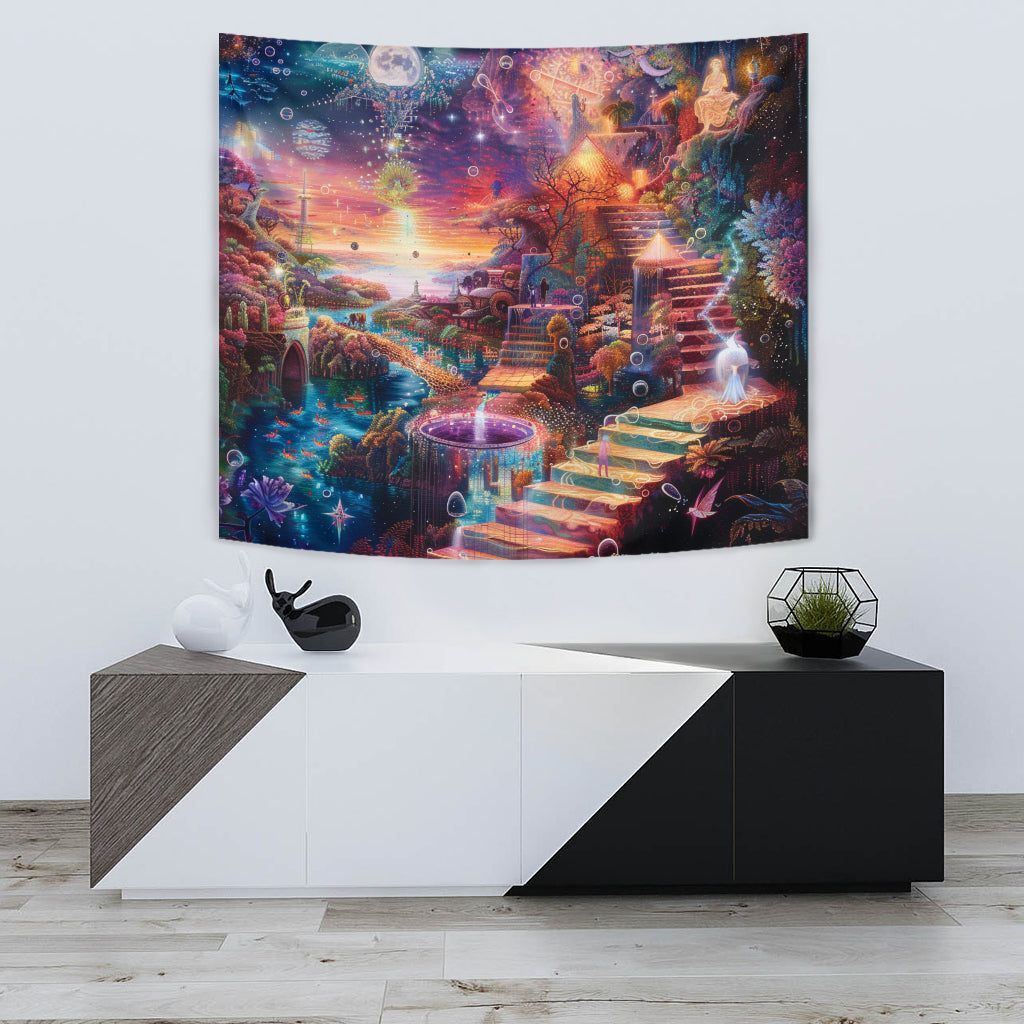 STAIRCASE TO HEAVEN TAPESTRY | ACIDMATH AI