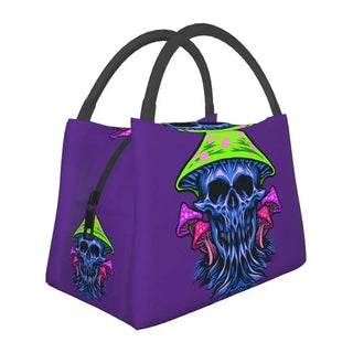 Trippy Skull Magic King Shroom Portable Lunch Boxes Women Waterproof