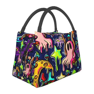 Trippy Skull Magic King Shroom Portable Lunch Boxes Women Waterproof