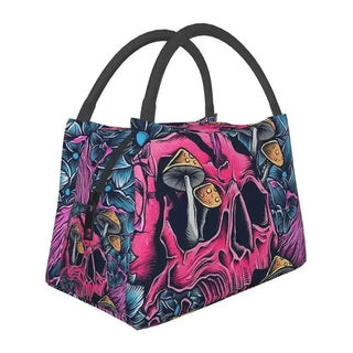 Trippy Skull Magic King Shroom Portable Lunch Boxes Women Waterproof