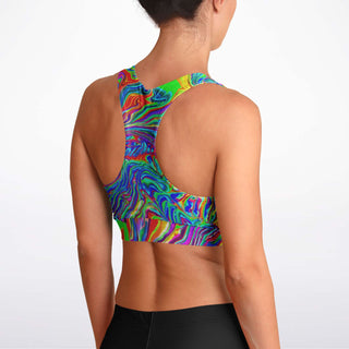 PSY ZEBRA Padded Sports Bra - PSYCHEDELIC POUR HOUSE
