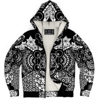 GEOMETRIC WHITE Microfleece Ziphoodie - MIL ET UNE