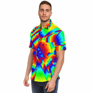 CONTRAST COLORS Short Sleeve Button Down Shirt - ROBERT HRUSKA