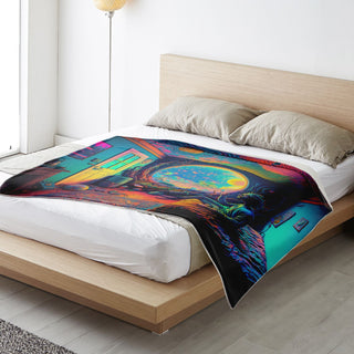 SOLO TRIPPING Premium Microfleece Blanket | ACIDMATH AI