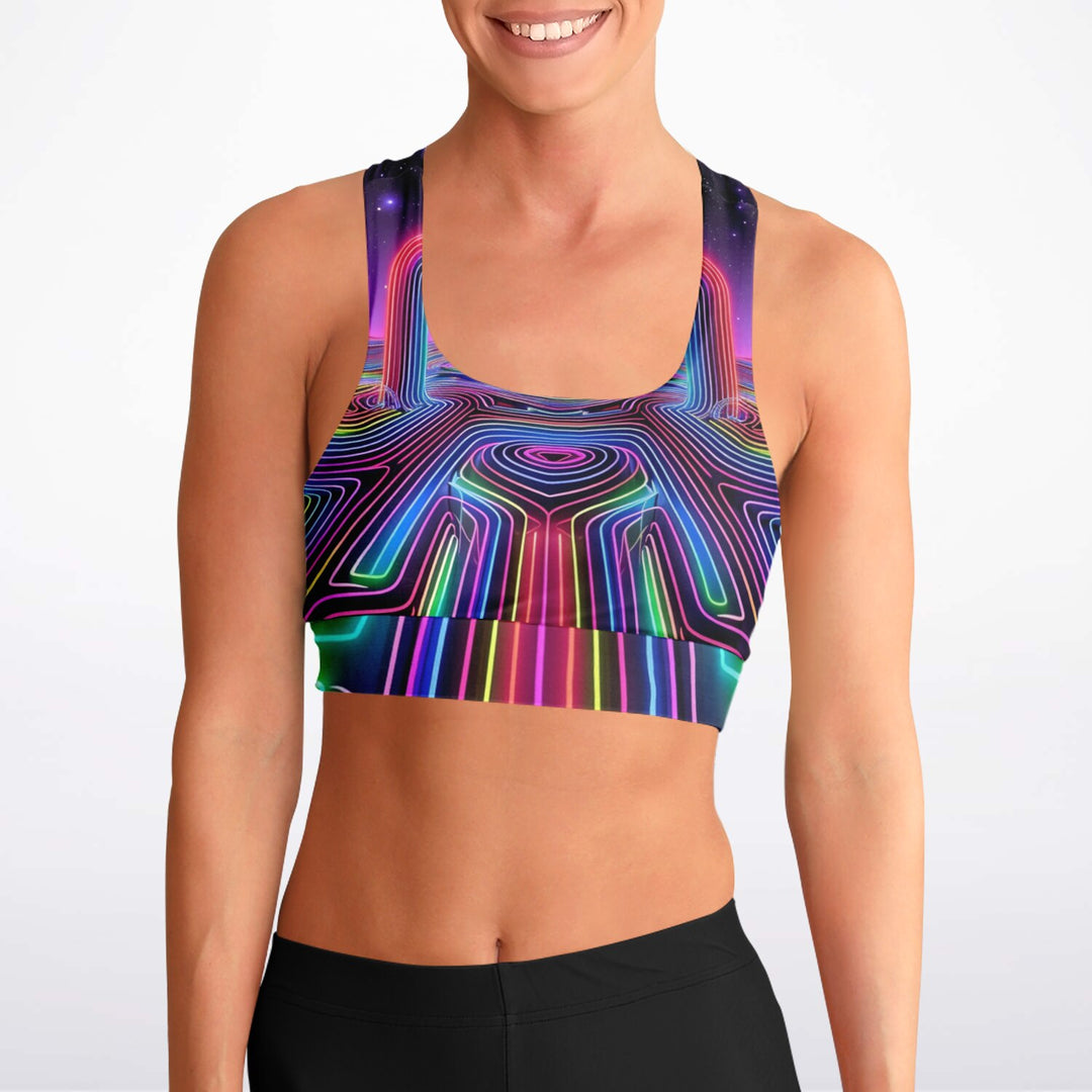 RAINBOW ROAD Padded Sports Bra - ACIDMATH AI