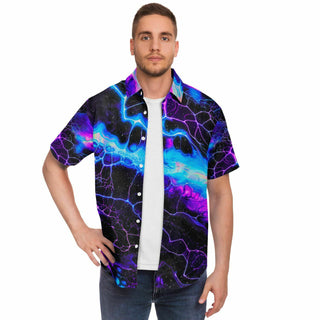 BLUE LIGHTNING Short Sleeve Button Down Shirt - GEOGLYSER