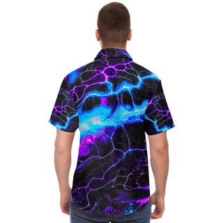 BLUE LIGHTNING Short Sleeve Button Down Shirt - GEOGLYSER