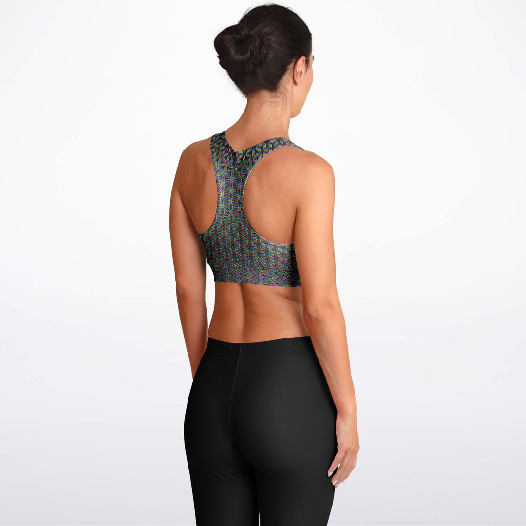 FLOWER OF LIFE Padded Sports Bra - PATTERN NERD