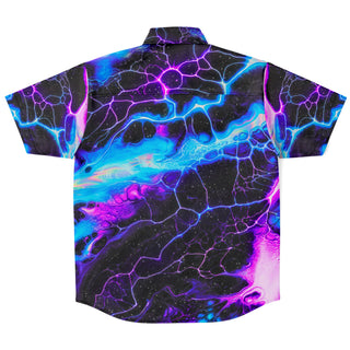BLUE LIGHTNING Short Sleeve Button Down Shirt - GEOGLYSER