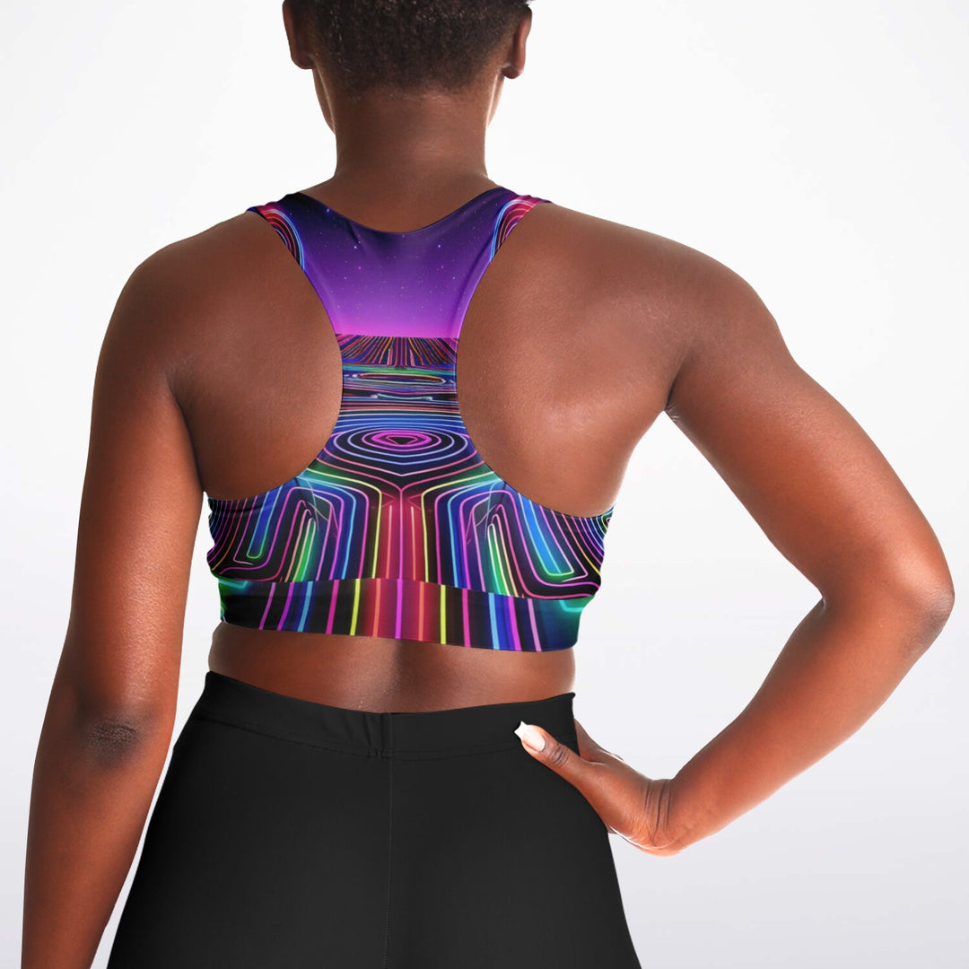 RAINBOW ROAD Padded Sports Bra - ACIDMATH AI