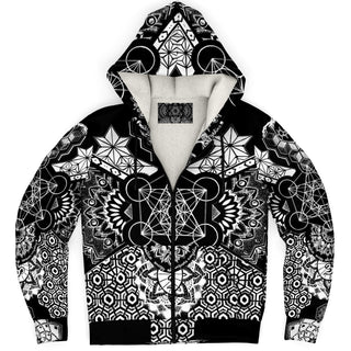 GEOMETRIC WHITE Microfleece Ziphoodie - MIL ET UNE