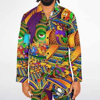 CONDUCTOR Men's Satin Pajamas - SALVIA DROID