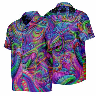 COILS Spread Collar Short Sleeve Button-Down Shirt - ACIDMATH AI