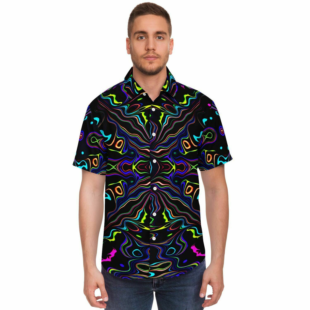 WONKY VISION Short Sleeve Button Down Shirt  | Psychedelic Pour House