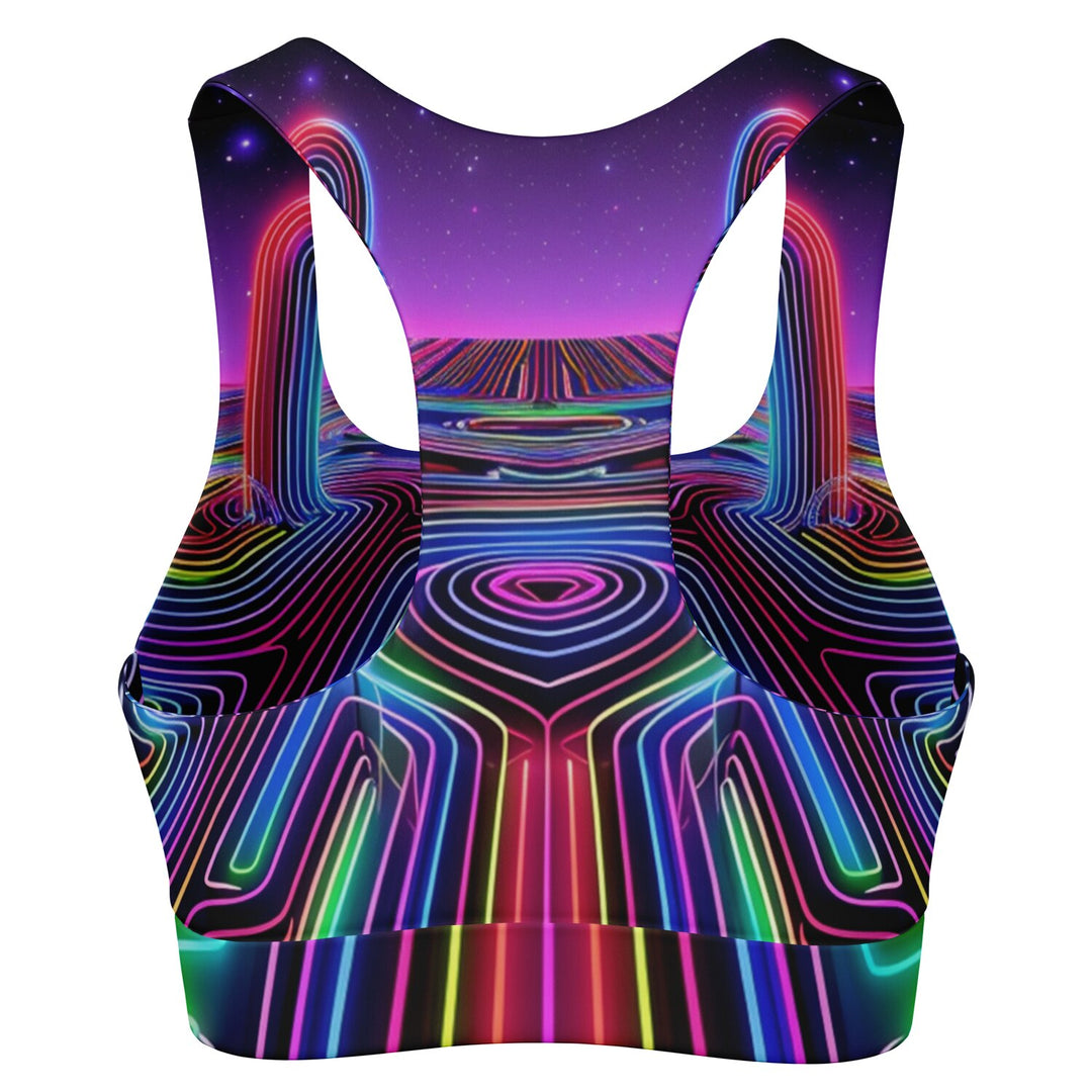 RAINBOW ROAD Padded Sports Bra - ACIDMATH AI