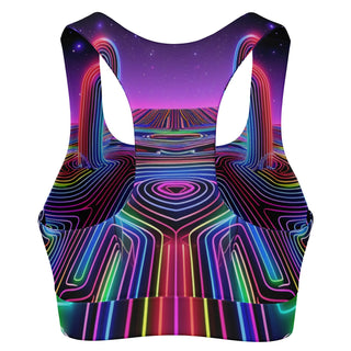 RAINBOW ROAD Padded Sports Bra - ACIDMATH AI