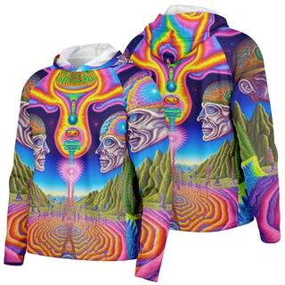 HIGH HOLY Men's Long Sleeve Hooded Performance Shirt - PSYCHEDELIC POUR HOUSE