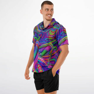 COILS Spread Collar Short Sleeve Button-Down Shirt - ACIDMATH AI