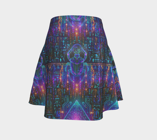 CYBERPUNK EGYPiTAN GLYPH GLITTED FLARE SKIRT