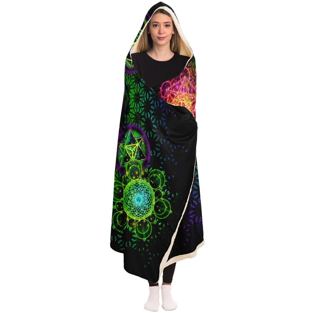 PLATONIC SOLIDS COLORED Hooded Blanket - YANTRART