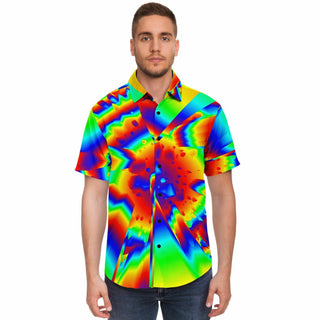 CONTRAST COLORS Short Sleeve Button Down Shirt - ROBERT HRUSKA