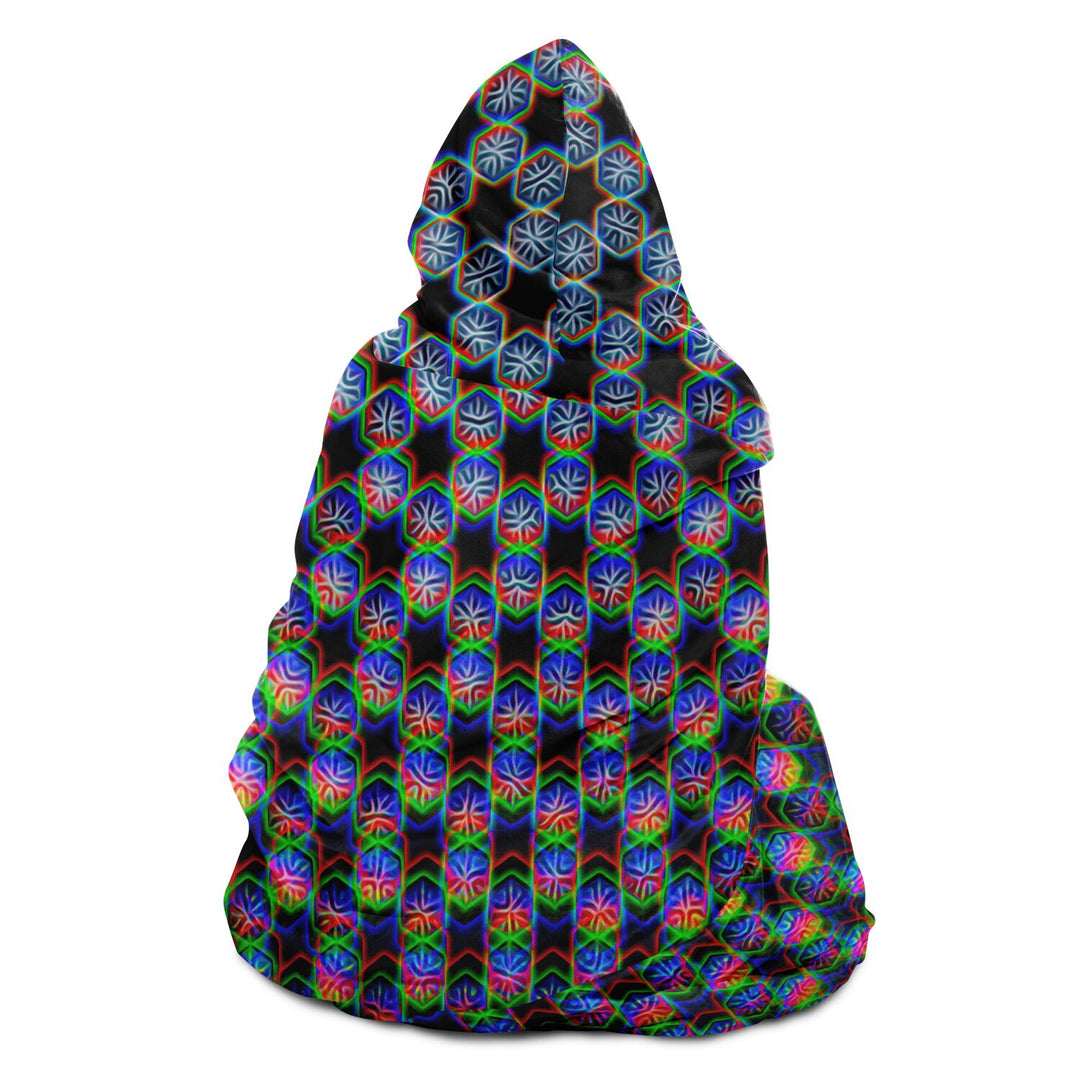 Black Stars & Hexagons | Hooded Blanket | PatternNerd