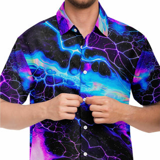 BLUE LIGHTNING Short Sleeve Button Down Shirt - GEOGLYSER