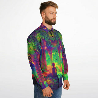 Long Sleeve Button Down Shirt - AOP