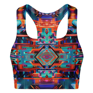CYAN AZTEK Padded Sports Bra - LACHLAN WARDLAW X ACIDMATH AI