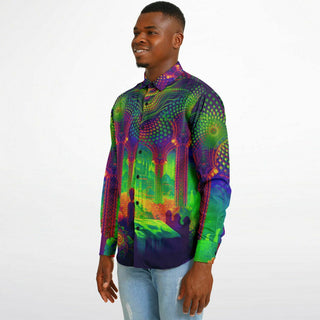 Long Sleeve Button Down Shirt - AOP