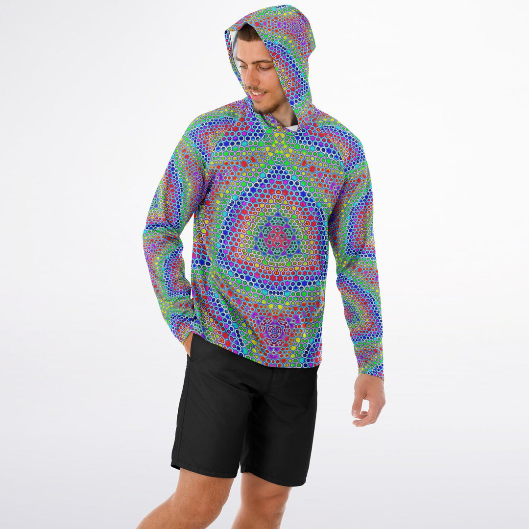 GRIDLOCK Men's Long Sleeve Hooded Performance Shirt - PSYCHEDELIC POUR HOUSE