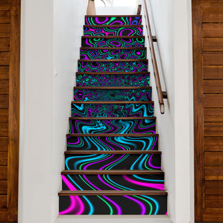 Fractal River Stair Stickers | Psychedelic Pour House