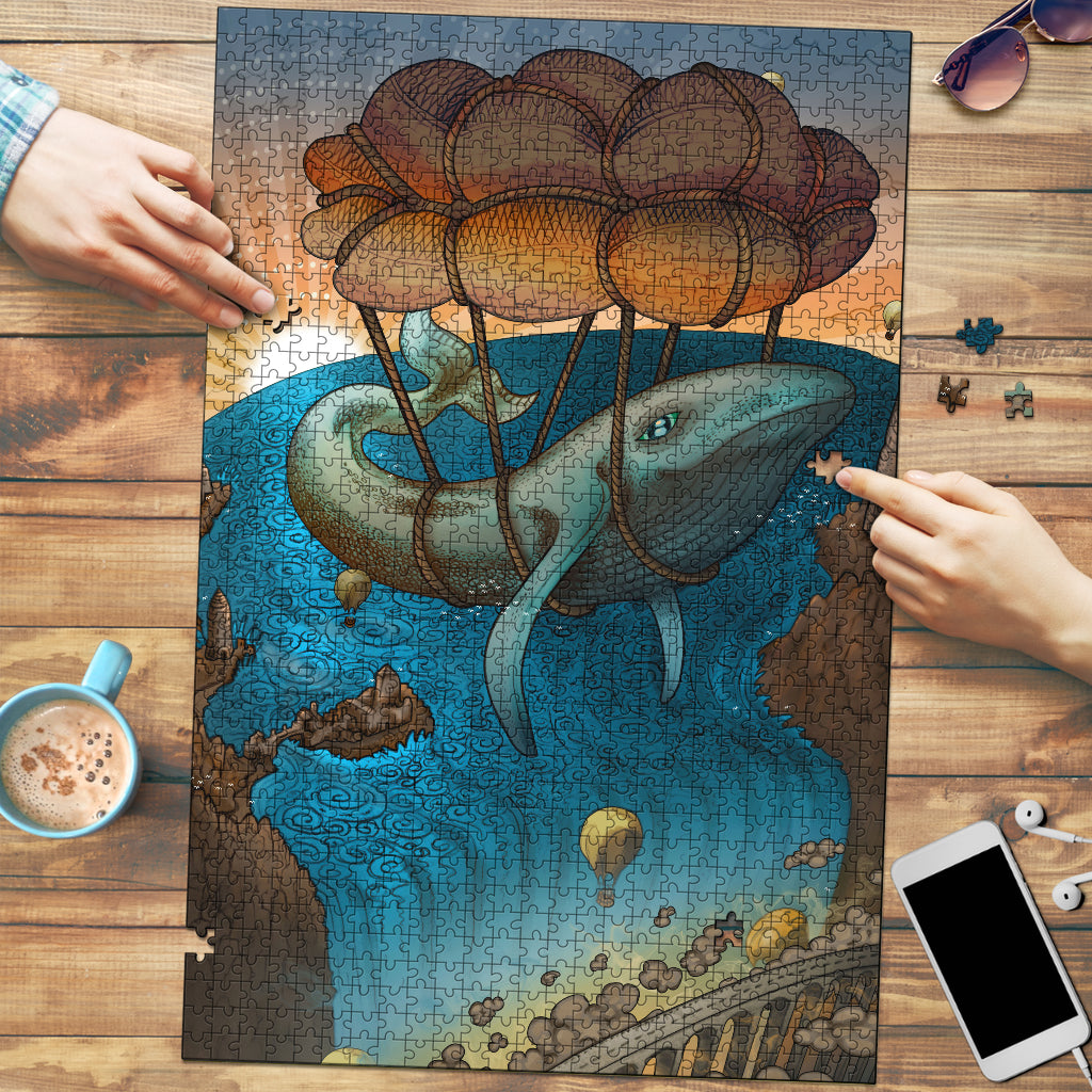 🌌🌀 Flight of the Whale KaleidoQuest Wooden Jigsaw Puzzle | POLARIS