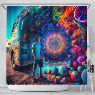 TRUCK STOP SHOWER CURTAIN | ACIDMATH AI