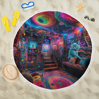 KITTY TRIP HOUSE BEACH BLANKET | ACIDMATH AI