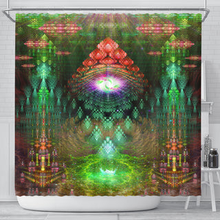 Fractal Gateway - Green | Shower Curtain | POLARIS