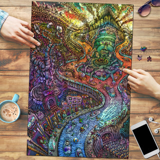 🌌🌀 Limbo Lounge KaleidoQuest Wooden Jigsaw Puzzle | POLARIS