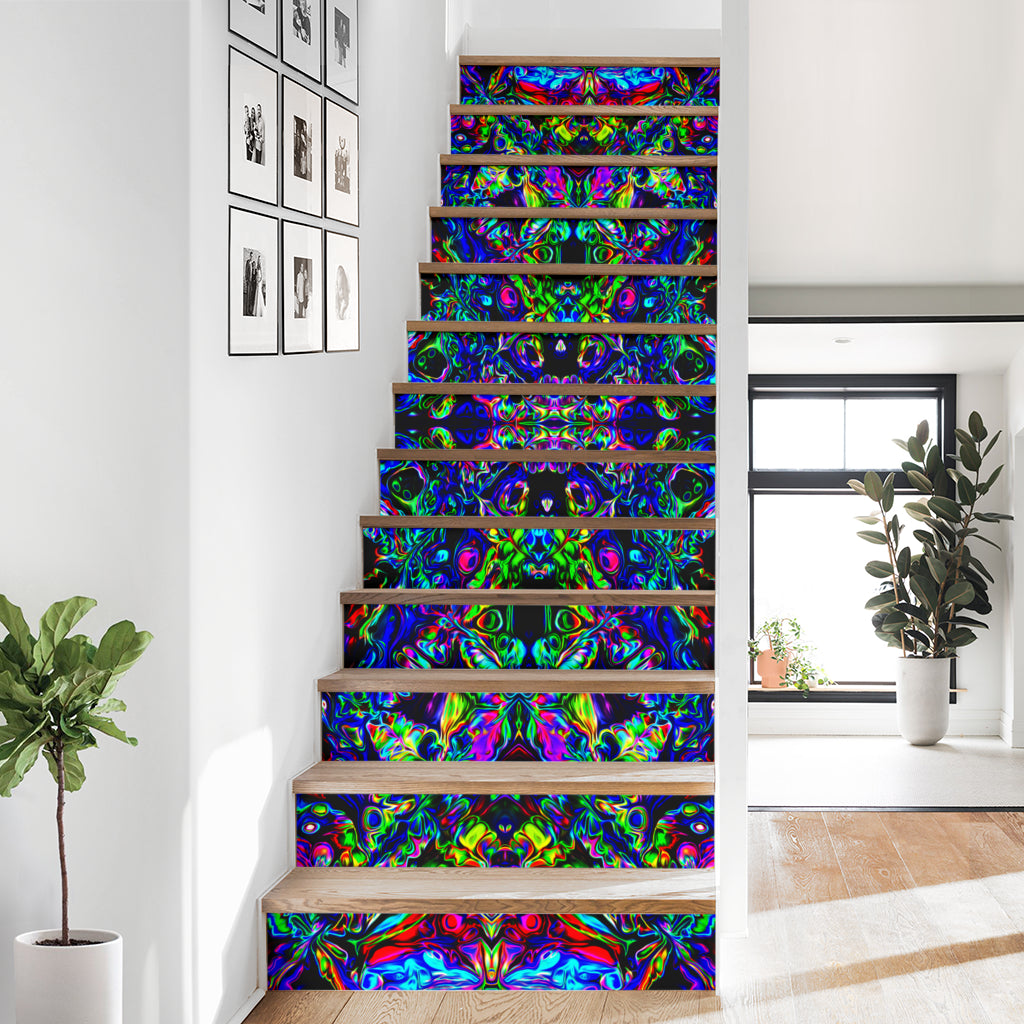 GLITCH PORTAL STAIR STICKERS | PSYCHEDELIC POUR HOUSE
