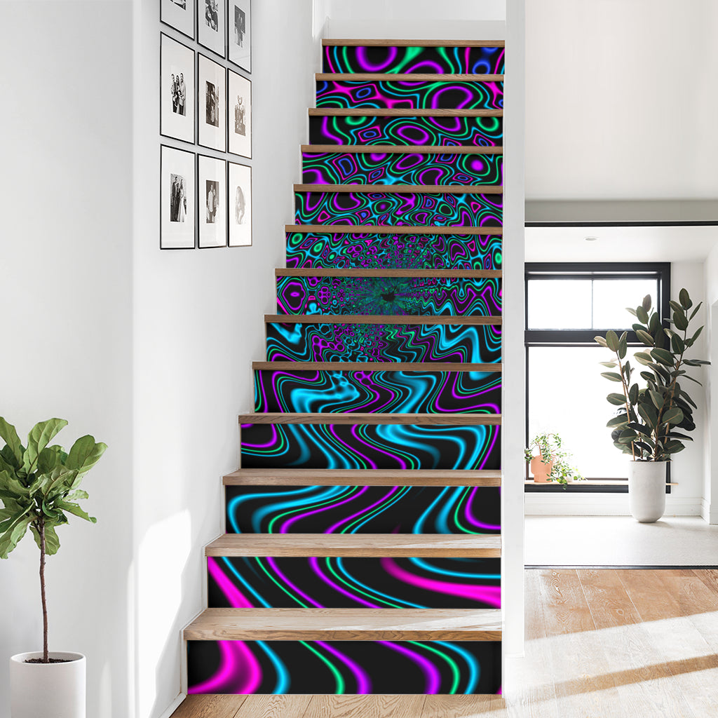 Fractal River Stair Stickers | Psychedelic Pour House