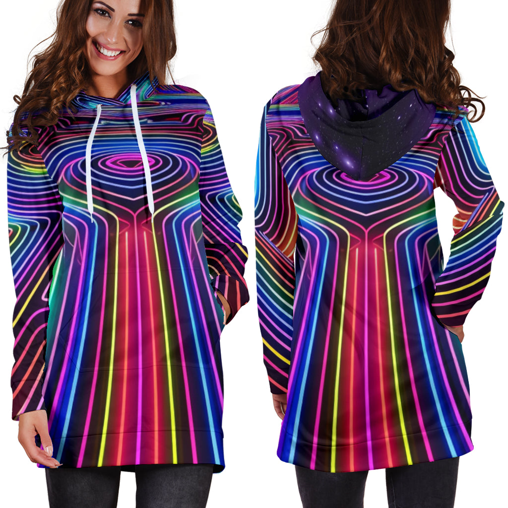 SPACE LINES HOODIE DRESS | ACIDMATH AI