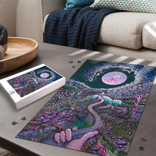 🌌🌀 The Girl with the Paper Kite KaleidoQuest Wooden Jigsaw Puzzle | POLARIS