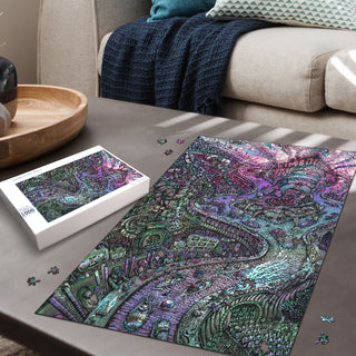 🌌🌀 Limbo Lounge KaleidoQuest Wooden Jigsaw Puzzle | POLARIS