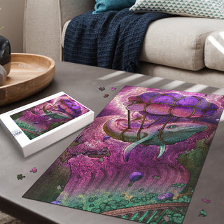 🌌🌀 Flight of the Whale KaleidoQuest Wooden Jigsaw Puzzle | POLARIS