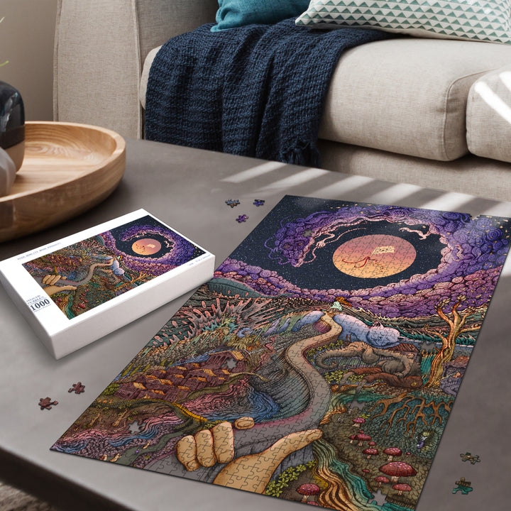 🌌🌀 The Girl with the Paper Kite KaleidoQuest Wooden Jigsaw Puzzle | POLARIS