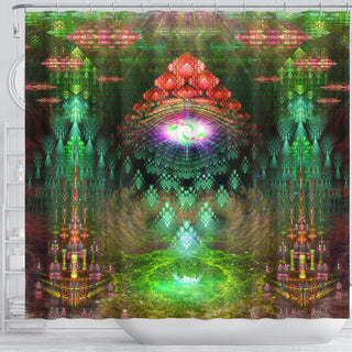 Fractal Gateway - Green | Shower Curtain | POLARIS