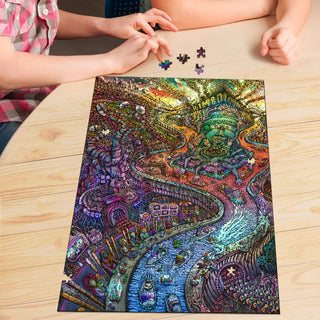 🌌🌀 Limbo Lounge KaleidoQuest Wooden Jigsaw Puzzle | POLARIS